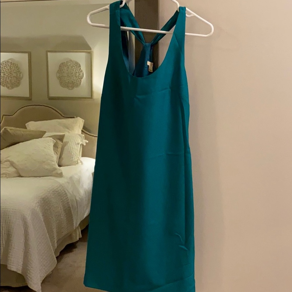 Jcrew teal satin dress!